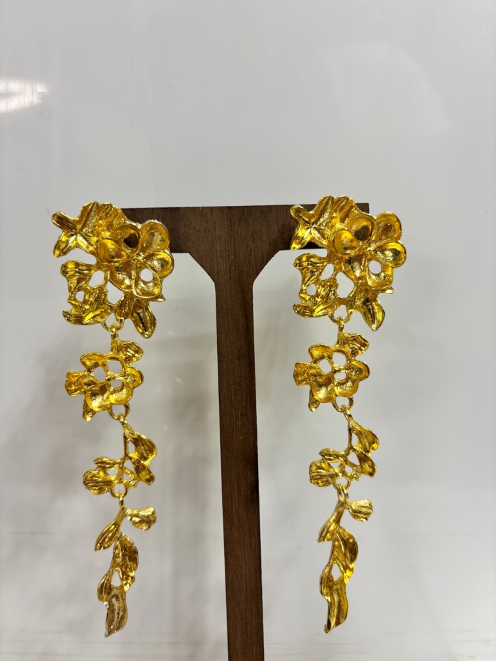 Zara Gold Floral Cascade Drop Earrings - Picture 5 of 5